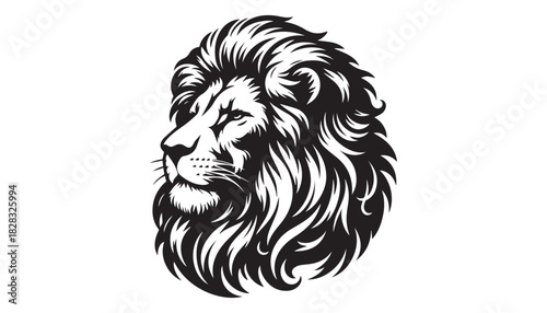 black color lion animal silhouette vector illustration, solid white background