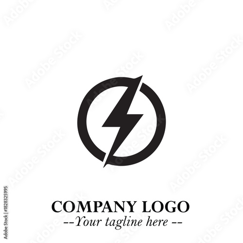Sleek Electrical Logo Symbol on a Clean White Background for Modern Branding Design Elements Art