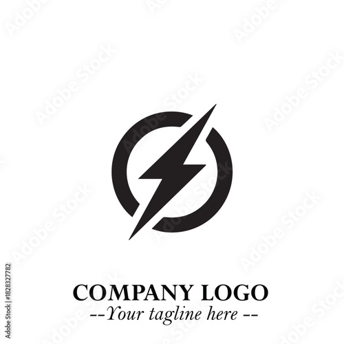 Sleek Electrical Logo Symbol on a Clean White Background for Modern Branding Design Elements Art