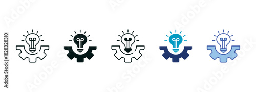 Implementation Icon Set Consisting of Multiple Styles Vector Illustration