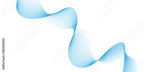Modern abstract wave digital blue and white geometric technology. Abstract line wave gradient poster blend background vector.	