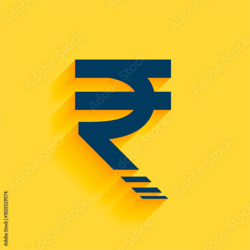 indian digital rupee symbol on yellow background design