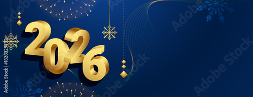 3d golden 2026 firework wallpaper for new year festive