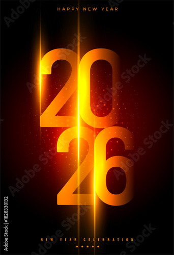 shiny 2026 new year wishes poster with light effect