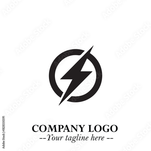 Sleek Electrical Logo Symbol on a Clean White Background for Modern Branding Design Elements Art