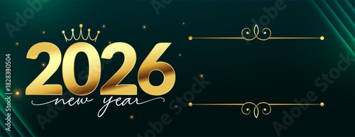 luxurious 2026 new year crown banner with text space