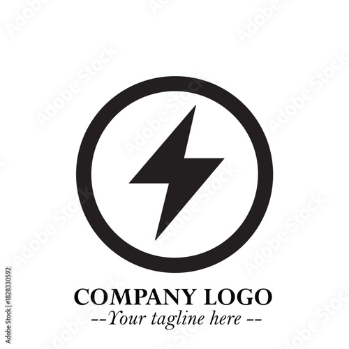 Sleek Electrical Logo Symbol on a Clean White Background for Modern Branding Design Elements Art