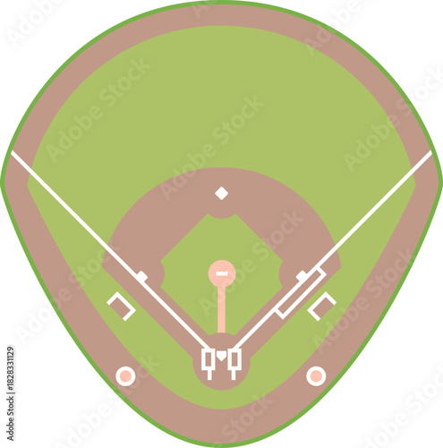野球場の構造が一目で分かる平面図イラスト