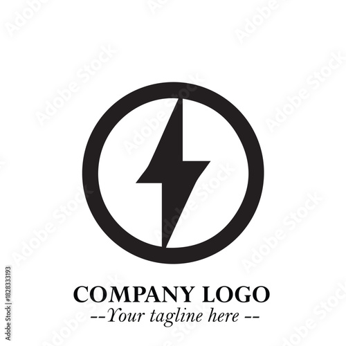 Sleek Electrical Logo Symbol on a Clean White Background for Modern Branding Design Elements Art