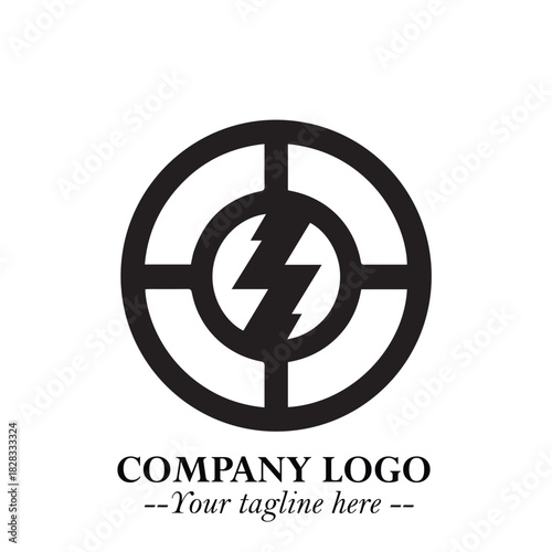Sleek Electrical Logo Symbol on a Clean White Background for Modern Branding Design Elements Art