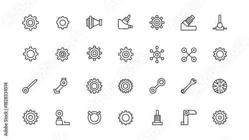 Engineering and Mechanical Icons Collection gears cogwheels