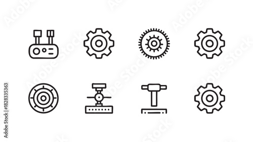 Industrial Equipment and Gear Icons cogwheel machinery