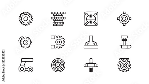 Industrial Gears and Mechanical Parts Icons cogwheel