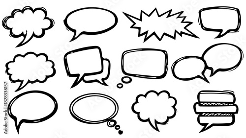 Sketchy speech bubbles pack for dynamic web design and creative projects, perfect for adding a hand-drawn touch to your marketing and social media content