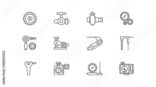 Mechanical Components and Measurement Tools Icons gear
