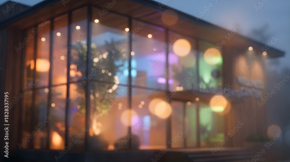 Fototapeta premium Wellness Center Exterior at Twilight