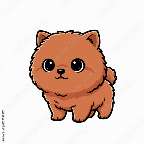 Adorable Fluffy Brown Puppy Dog Cartoon Mascot Illustration