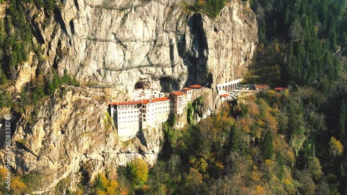 Monastery forest cliff. sumela monastery. High quality photo
