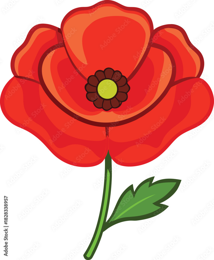 Fototapeta premium Beautiful Red Poppy Decorative Flower Vector Illustration.