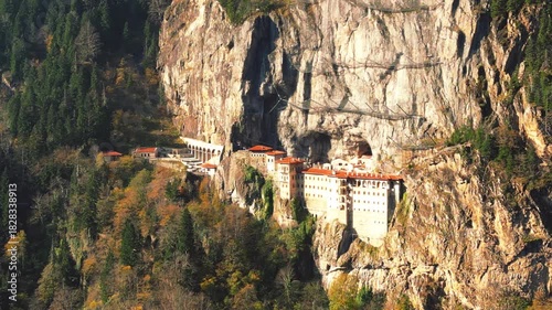 Monastery forest cliff. sumela monastery. High quality photo