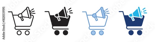 Shopping chart icon set multiple style collection