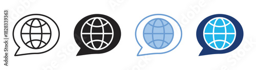 Globe icon set multiple style collection