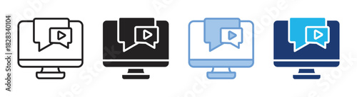Video marketing icon set multiple style collection