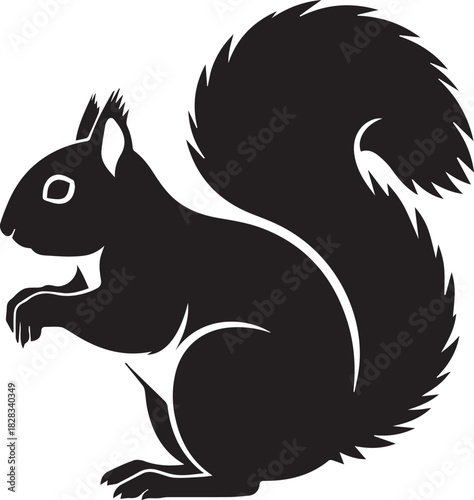 squirrel side view silhouette vector flat illustration design