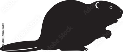 beaver side view silhouette vector flat illustration design