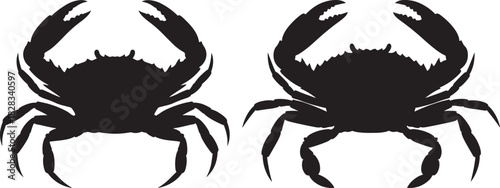 Two black crab silhouettes facing each other silhouette
