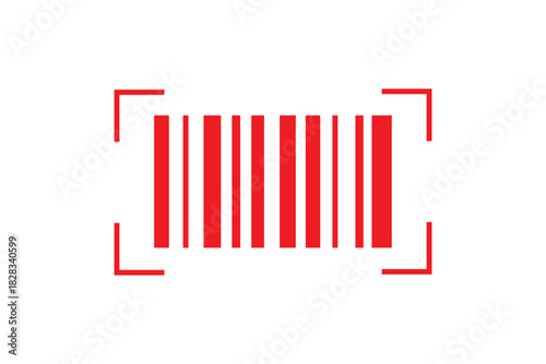 Scan barcode icon Simple thin outline. Product code scanner vector. Fake bar code. Smartphone usage. payment and identification. 