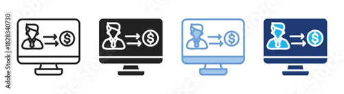 Monitor icon set multiple style collection