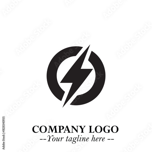 Sleek Electrical Logo Symbol on a Clean White Background for Modern Branding Design Elements Art