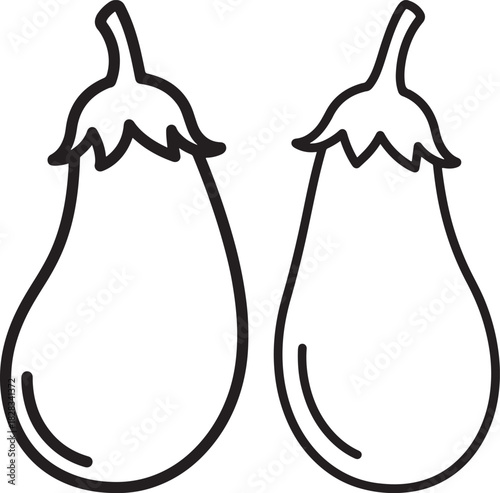 Two simple outline drawings of eggplant silhouette