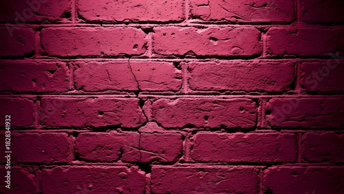 Dark pink nightly realistic brick wall. Pink brick background 