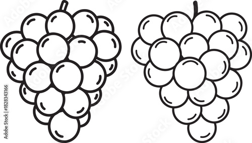 Two bunches of grapes silhouette
