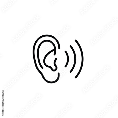 Outline Vector Graphic of Listening and Hearing