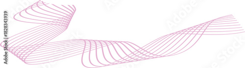 The image features a series of light pink lines that create a wavy, ribbon-like shape, set against a clean white background. This minimalist composition emphasizes the fluidity and grace of 