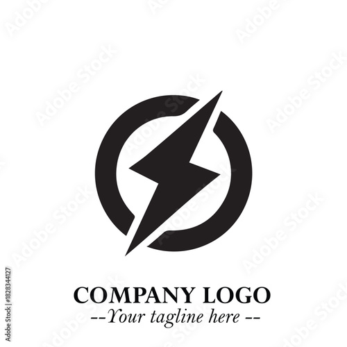 Sleek Electrical Logo Symbol on a Clean White Background for Modern Branding Design Elements Art