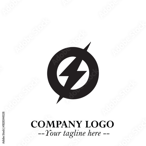 Sleek Electrical Logo Symbol on a Clean White Background for Modern Branding Design Elements Art