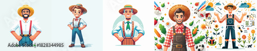vector image man wearing a farm costume on a white background