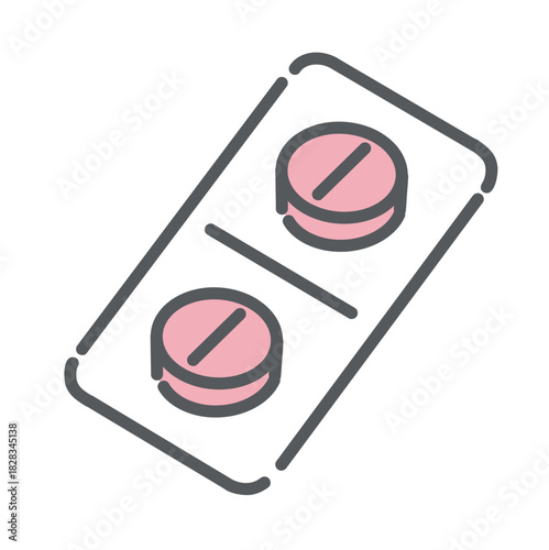 生理痛薬（鎮痛剤）のピルシートのイラスト：PMS・薬物治療・健康管理