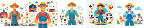 vector image man wearing a farm costume on a white background
