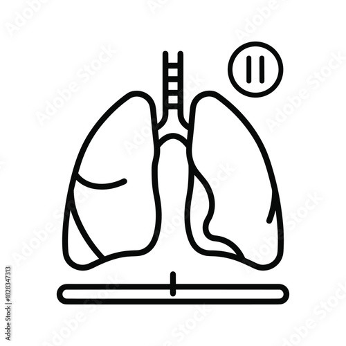 Promote lung health and respiratory wellness with this simple line drawing, ideal for medical education and healthcare marketing materials seeking clarity