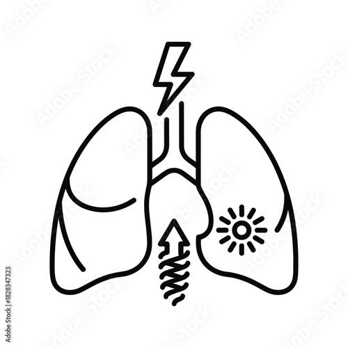 Lung health concept for respiratory problems, asthma, and pneumonia, breathing issues illustration for medical and healthcare content creation