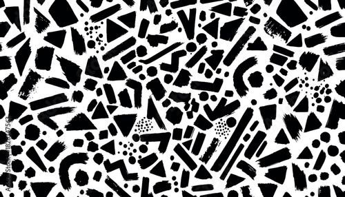 Abstract black and white seamless pattern, modern artistic design