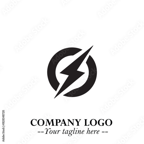 Sleek Electrical Logo Symbol on a Clean White Background for Modern Branding Design Elements Art