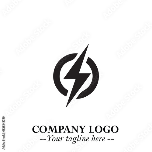 Sleek Electrical Logo Symbol on a Clean White Background for Modern Branding Design Elements Art