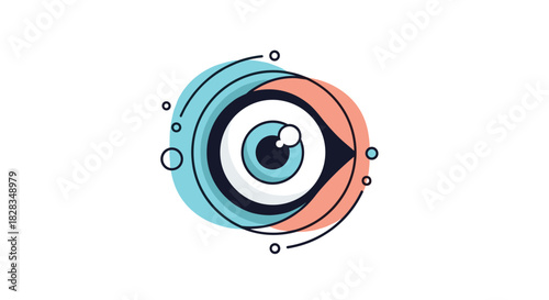 Modern abstract eye icon with concentric circles and dots, rendered in a clean flat design style with a vibrant color palette.