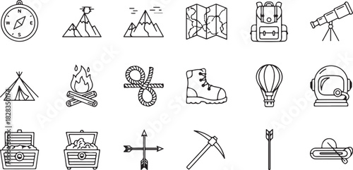 Adventure Elements Icon Set for Outdoor Enthusiasts